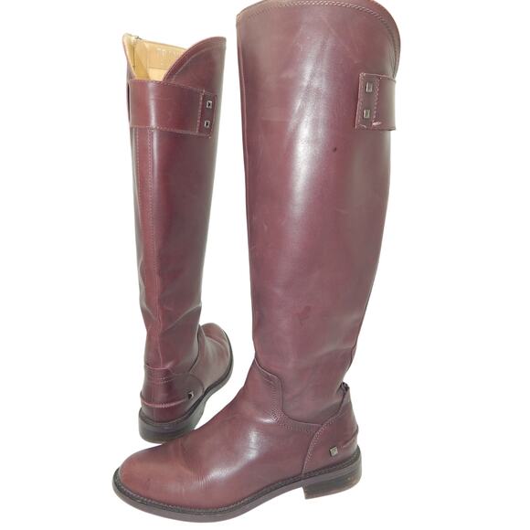 Franco Sarto Plum Leather Boots Size 8  L Henriett - Picture 1 of 8